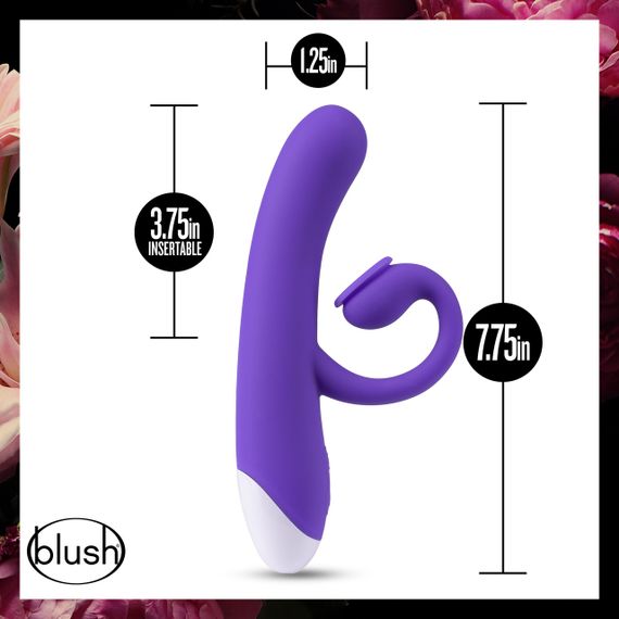 Подвійний вібратор з технологією пульсації повітря Blush Oh Bunny, фіолетовий, 19.6 х 3.1 см Sex Aura | Зображення 5