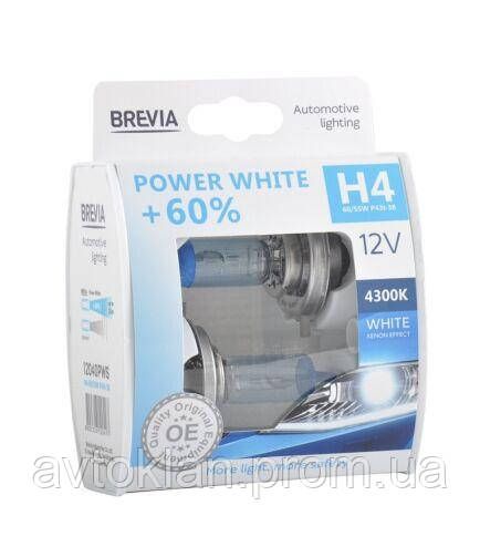 12040PUS BREVIA Автолампа H4 12V 60/55W P43t Power Ultra +60% S2 * 2шт HALOGEN