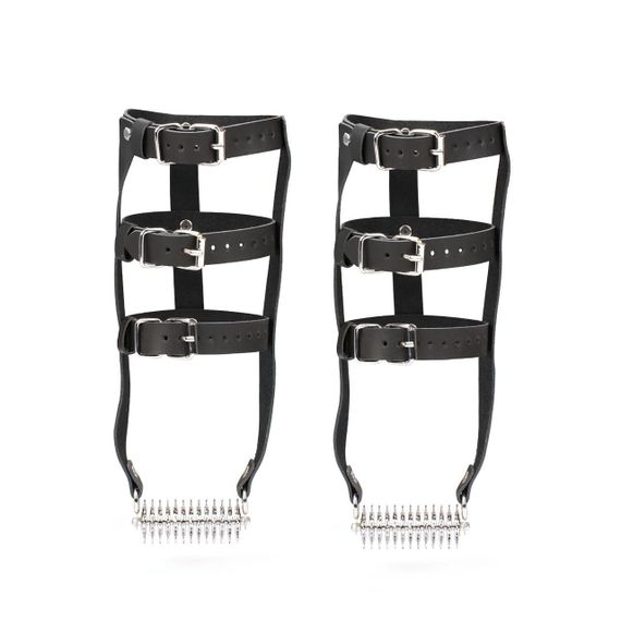 Шкіряна портупея для гомілкостопу зі шпорами Liebe Seele Leather High Heel Ankle Harness Silver Sex Aura | Зображення 1