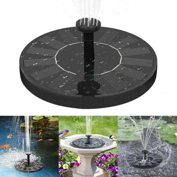 Плавающий садовый фонтан с солнечной панелью и различными насадками Solar Fountain Черный | Зображення 6