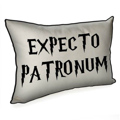 Подушка интерьерная с мешковины Expecto Patronum белая 45x32 см (43PHB_22S002)