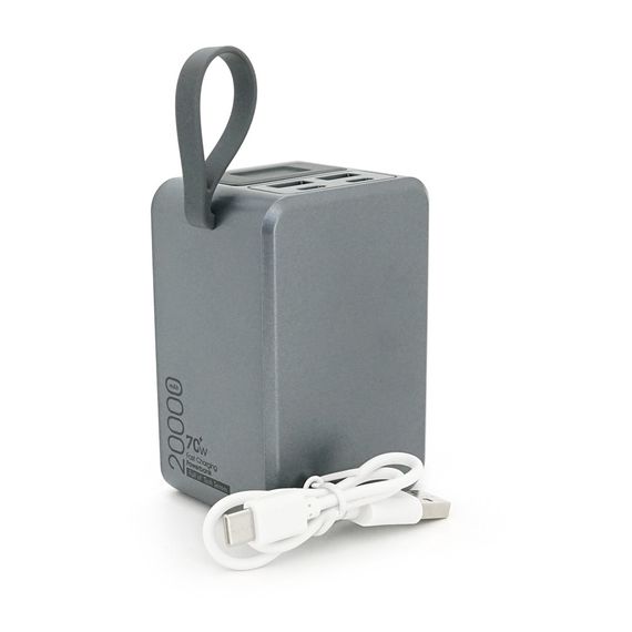 PowerBank FULLTECH FP33 20000mAh, 70W, Input: (Type-C), Output: (USB, 2*Type-C), індикація заряду, 0,440kg, Gray, Box | Зображення 3