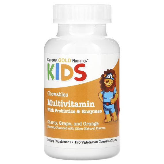 Мультивітаміни з пробіотиками та ферментами для дітей, Multivitamins with Probiotics & Enzymes, California Gold Nutrition, з
