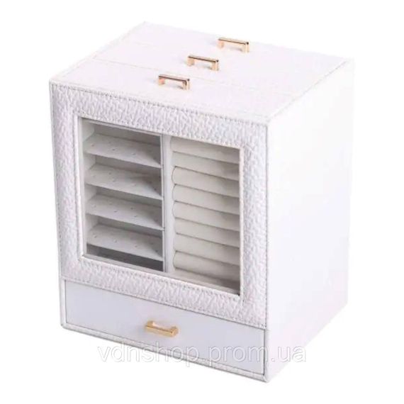 Скринька для прикрас з еко шкіри 3 яруси органайзер для ювелірних виробів HP-5-16W | Зображення 3