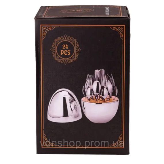 Набор столовых приборов на 6 персон 24 шт с подставкой 29 х 19.5 см серебро HP7881S | Зображення 3