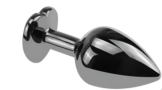 Анальная пробка с кристаллом EGZO - Dark Silver Heart Plug Red size S Sex Aura | Зображення 2