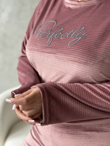Розкішний домашній костюм піжама PLUS SIZE з велюру | Зображення 3