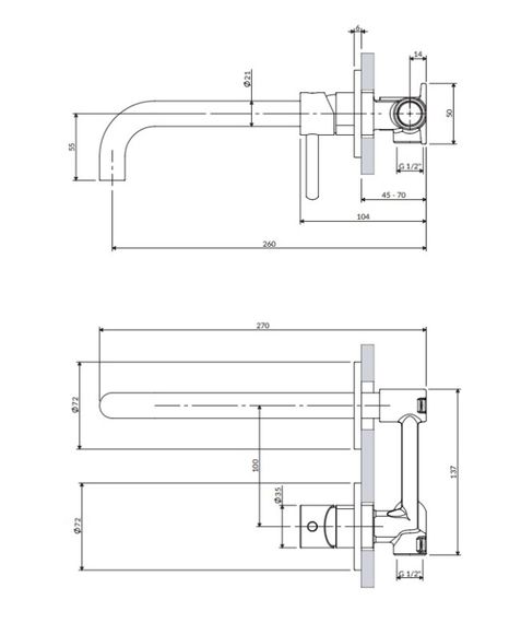 Змішувач для раковини Omnires Y прихованого монтажу brushed copper (Y1215HLCPB) | Зображення 1