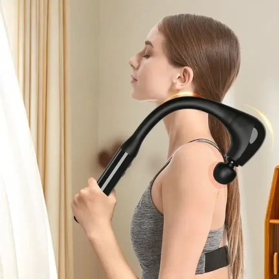 Выгнутый перкуссионный массажер для самостоятельного массажа тела и мышц JA-G4 ударный массажер | Зображення 1