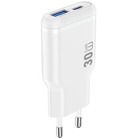 СЗУ WIWU G033 Essen PD30W+QC3.0 GaN (1USB-A/1C) White