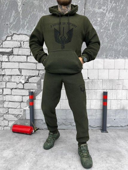 Флисовый костюм  С Богом  олива ВТ7501