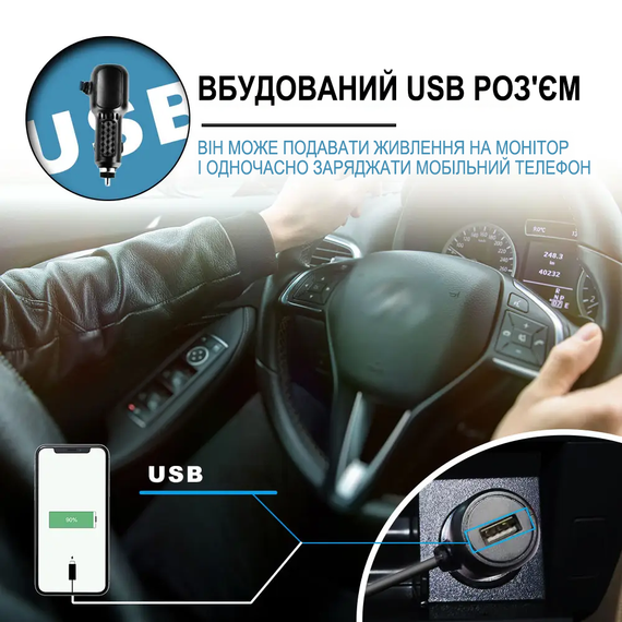 Автомобільна відеоняня Podofo Z2102 для спостереження за дитиною в машині, монітор з камерою заднього виду для малюків, black | Зображення 3