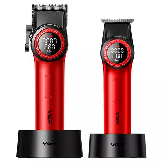 Набор VGR 2 в 1 V-001&amp;V-977 RED, аккумуляторная машинка для стрижки и триммер