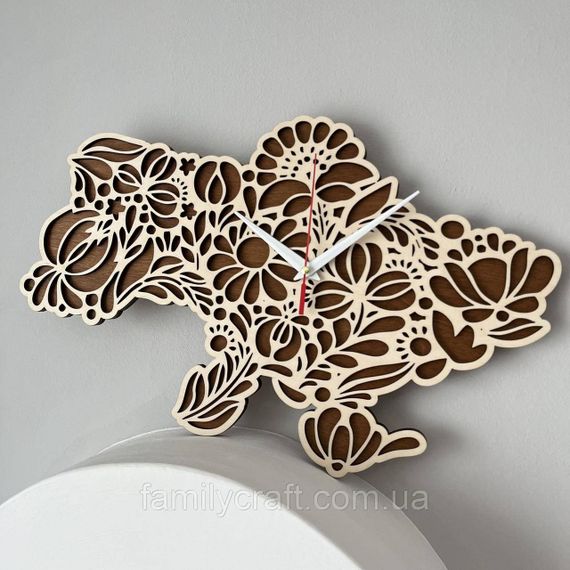 Настінний годинник Карта України з фанери Патріотичний дерев'яний годинник | Зображення 2