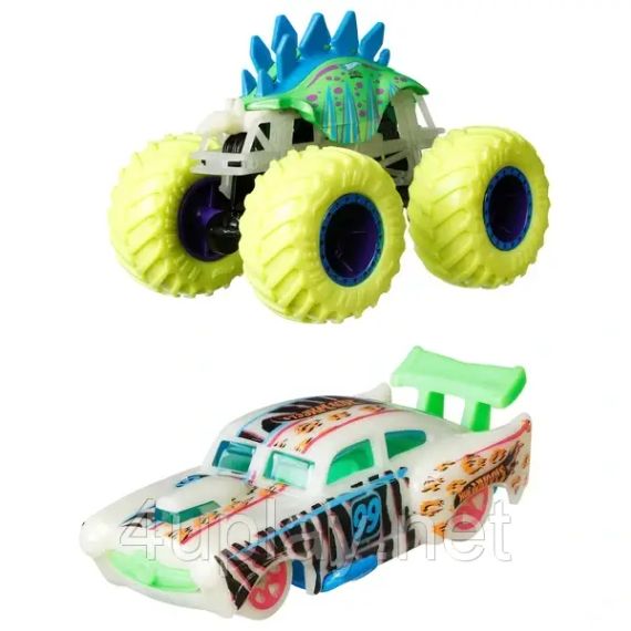 Hot Wheels Monster Trucks Glow in the Dark. Набір з 10 машинок і монстр-траків, що світяться в темряві, Хот Вілс | Зображення 6