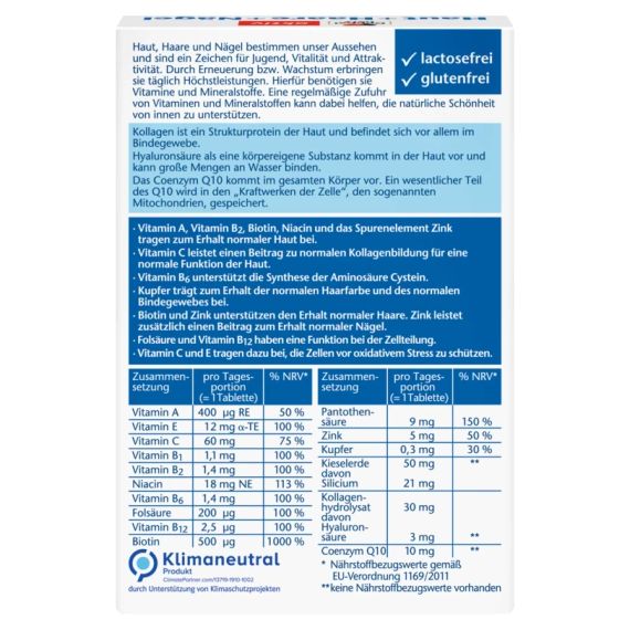 Комплекс для здоров'я шкіри, волосся та нігтів від Доппельгерц Doppelherz Kollagen+Biotin+Hyaluron+Q10+Кремній | Зображення 1