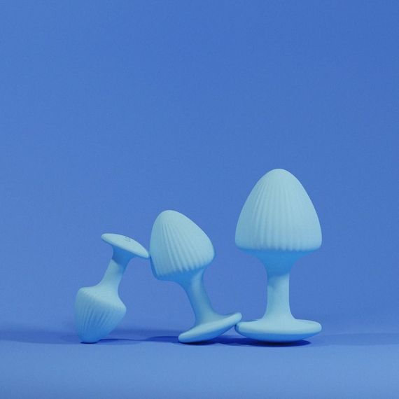 Набір анальних пробок з рельєфом UPKO The Mushroom силіконові, блакитні, 3 шт. Sex Aura | Зображення 4