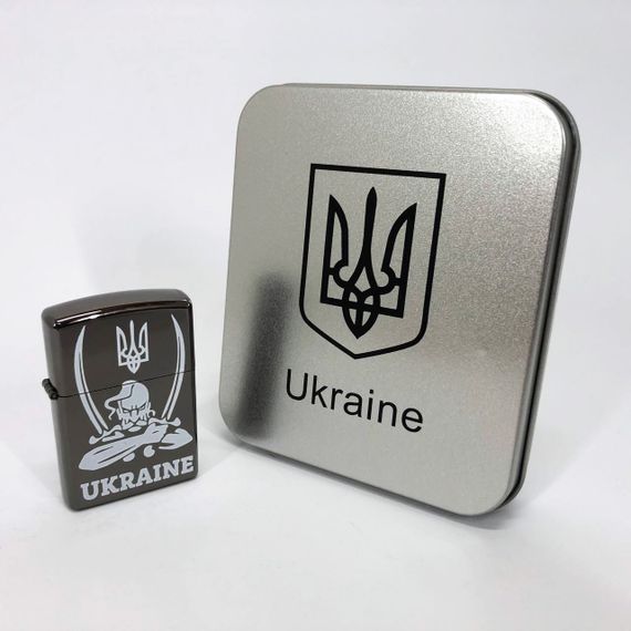 Дугова електроімпульсна запальничка USB Україна (металева коробка) HL-449. VA-385 Колір: чорний | Зображення 1