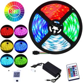 Комплект світлодіодна стрічка лента LEDSTRIP LED 5050 5 метрів RGB SMD різнокольорова +Блок живлення +Контролер +Пульт Польща!