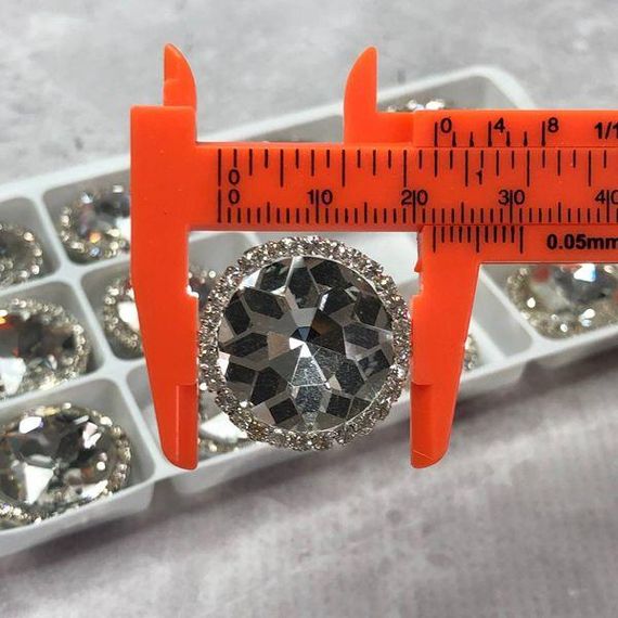 Стразы стеклянные круглые 22 мм пришивные, Crystal | Зображення 2