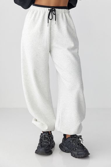 Широкі спортивні штани з начосом - світло-сірий цвет, XL (є розміри) | Зображення 4