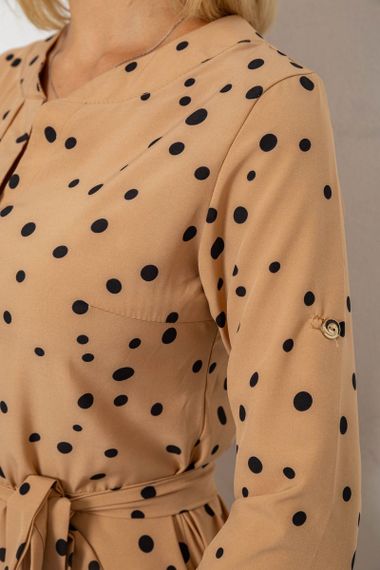 Платье софт с принтом в горох, цвет бежевый, 230R1011-6 | Зображення 4