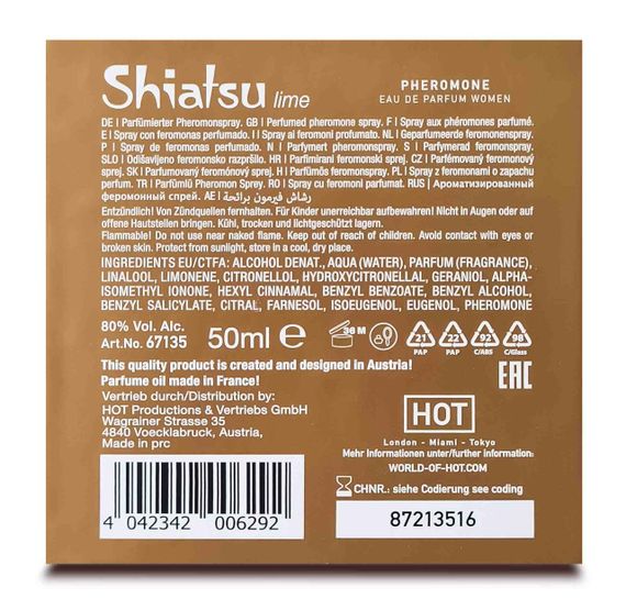Парфуми із феромонами жіночі SHIATSU Pheromone Fragrance women lime 50 m | Зображення 5