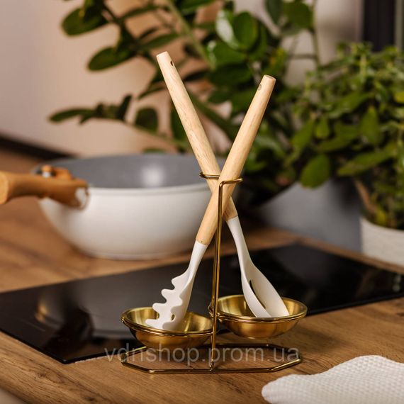 Вертикальная подставка для половника или ложек 20×12.5×19.5 см из нержавеющей стали Золото HP-19-14 | Зображення 6
