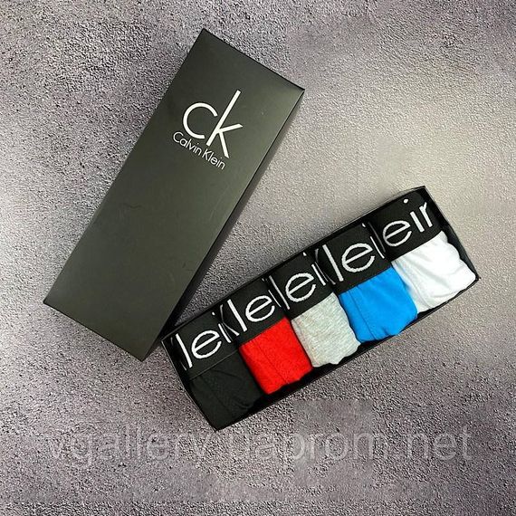 Мужской набор Calvin Klein Steel Black, мужские трусы Кельвин Кляйн в коробке на 5 штук, набор хлопковых трусов | Зображення 4