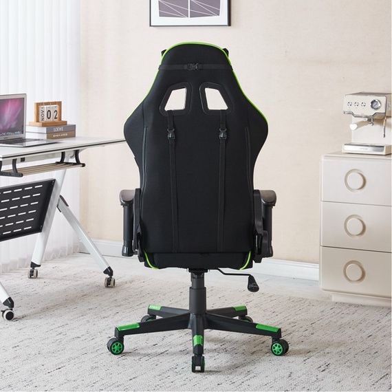 Крісло геймерське з тканини Bonro Бонро B-142 чорно-зелене + 2 подушки (42401115) | Зображення 4