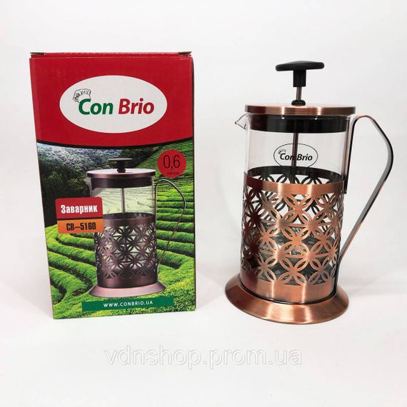 Френч-прес для кави до кавоварки, Стильний скляний заварювальний чайник, Багаторазовий френч-прес WC-61 | Зображення 8