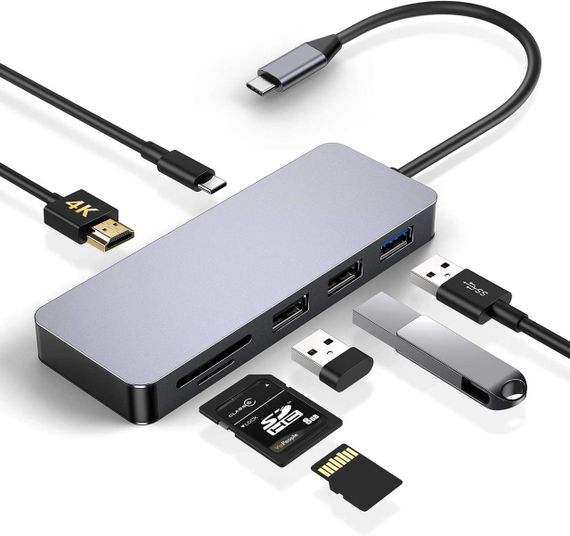 Хаб USB-C 4в1 концентратор HDMI 4K USB 3.0 кардридер SD/TF OTG адаптер док-станция для MacBook Samsung Huawei