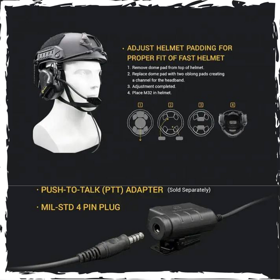 Тактичні навушники Earmor M32 FG. Навушники з радіогарнітурою. Військові тактичні навушники | Зображення 2