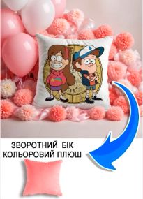 Подушка плюшева Мерч Крафт Дизайн з принтом Граввіті Фолз 2 рожевий плюш квадратна 33х33 см