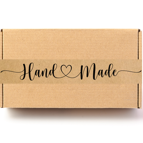 Скотч этикетка крафт "Handmade 01", 50х294 мм (100 шт/рулон) с принтом, самоклеющаяся Viskom