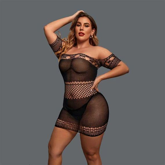Сексуальное мини-платье с короткими рукавами M-L-XL | Зображення 3