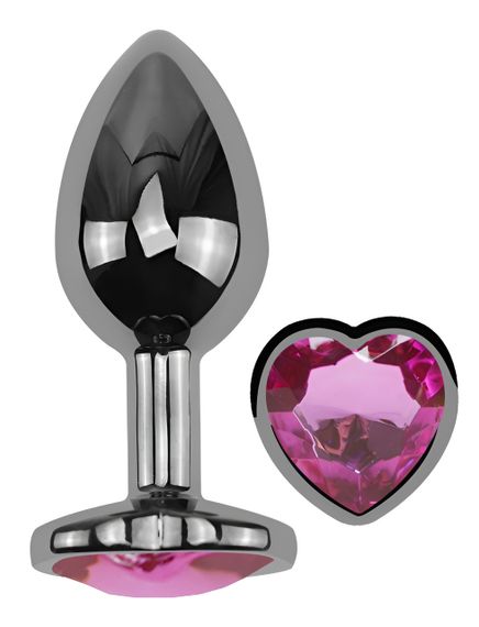 Анальна пробка з кристалом EGZO - Dark Silver Heart Plug Rose size M Sex Aura | Зображення 1