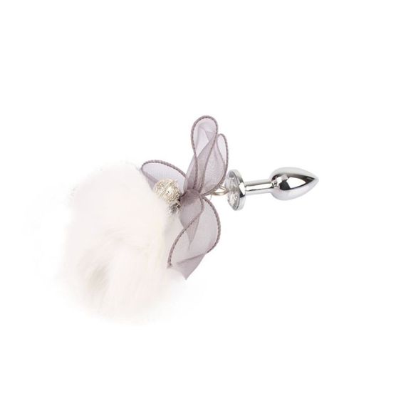 Набір анальна пробка та затискачі для сосків Chisa Senuelo з кульками з хутра та бантами, сріблястий sexstyle | Зображення 3