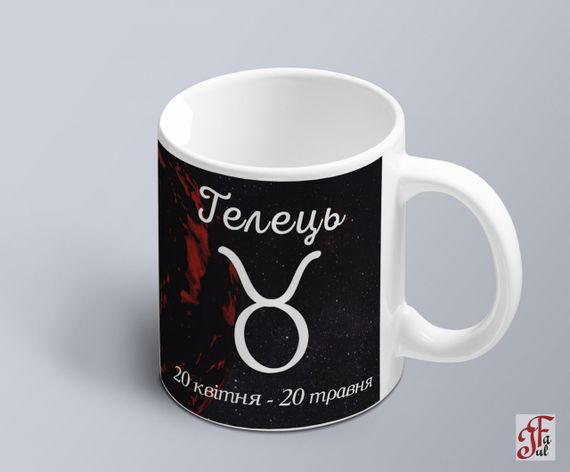 Чашка  з принтом знак зодіака Телець на фоні стихії (02010104014)