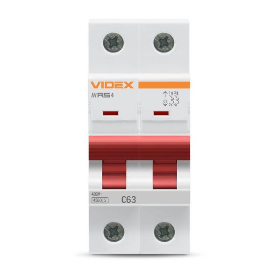 Автоматичний вимикач RS4 2п 63А С 4,5кА VIDEX RESIST (VF-RS4-AV2C63) | Зображення 2