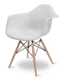 Кресло Eames DAW Armchair белое на деревянных ногах