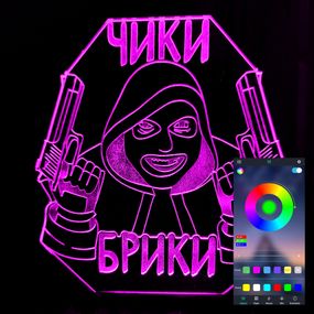 Акриловий світильник-нічник керування з телефона Чікі Брікі Сталкер tty-n001093