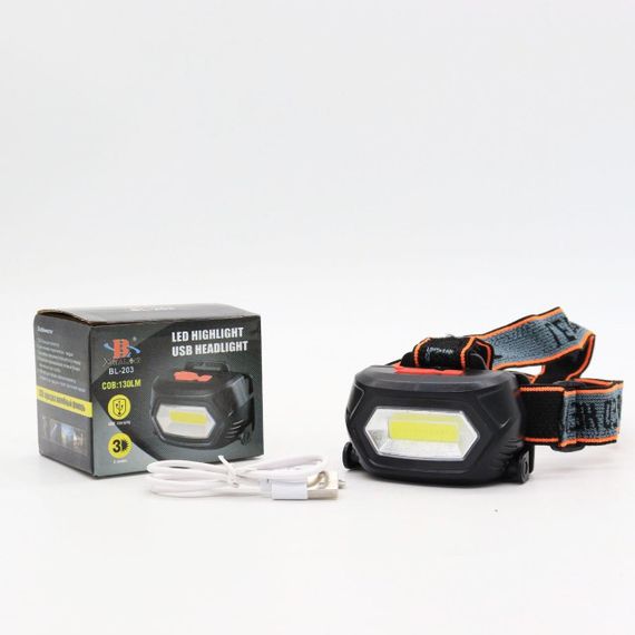 Налобний ліхтар акумуляторний з USB, 3 режими, BL 203 COB / Світлодіодний ліхтарик на голову | Зображення 9