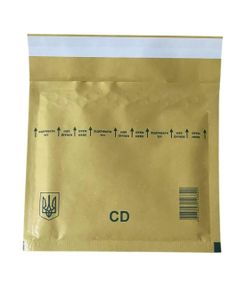 Бандерольный конверт № CD с пузырчатой пленкой, 180×160 мм, коричневый, почтовый (Украина)