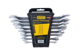 Набор ключей рожковых CrV 6x7, 8x9, 10x11, 12x13, 14x15, 16x17, 18х19, 20х22мм (8шт) СИЛА