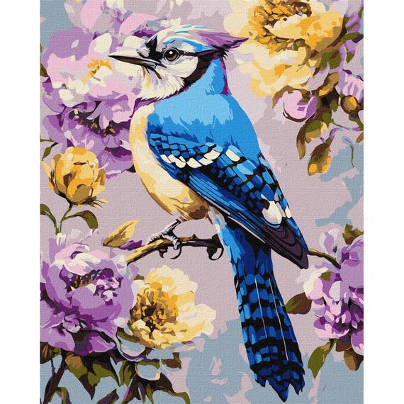 Картина по номерам "Сойка в пионах" ©art_selena_ua KHO6711, 40х50 см