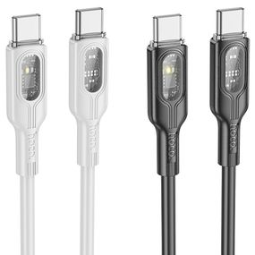 Дата кабель Hoco U120 Transparent explore intelligent power-off PD 60W Type-C to Type-C (1.2m)