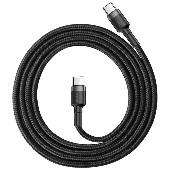 Дата кабель USB-C to USB-C 1.0m 3A 60W Cafule Black Baseus (CATKLF-GG1) | Зображення 1