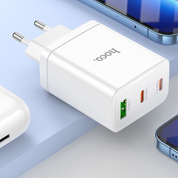 МЗП Hoco N33 Start PD35W (1USB-A/2C) + кабель Type-C to Lightning White | Зображення 7