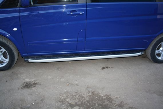 Боковые пороги Fullmond (2 шт, алюм.) Длинная (ExtraLong) для Mercedes Vito W639 2004-2015 гг | Зображення 1